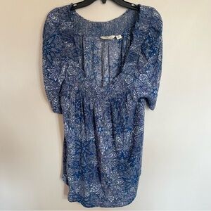 Women's Caffe Marrakesh Lightweight Short‎ Sleeve Top Size 3XL Blue Floral Print